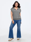 Heather Split Polo Collar Loose Sweater Vest