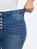 Stretchy Multi Buttons High Waist Flare Jeans