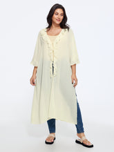 Breathable Ruffle Trim Long Cover Up