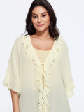 Breathable Ruffle Trim Long Cover Up