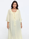 Breathable Ruffle Trim Long Cover Up