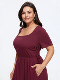 Supersoft Square Neck Side Drawstring Midi Dress