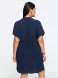 Textured Cuffed Sleeve Wrap Tie Mini Dress