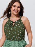 Supersoft Floral Print Patchwork Drawstring Tiered Maxi Dress