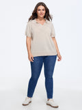 Heather Polo Collar Short Sleeve Pullover