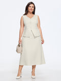 V Neck Plain Back Adjustable Belt Vest
