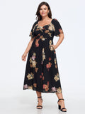 Supersoft Floral Print Twist Front Midi Dress