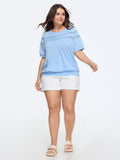 Wave Lace Panel Crew Neck Sweatshirt