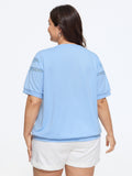 Wave Lace Panel Crew Neck Sweatshirt