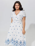 Supersoft Floral Print Elastic Waist Tiered Midi Dress