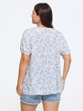 Supersoft Floral Print Square Neck Pleat Blouse