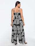 Abstract Print Side Tie Wide Leg Jumpsuit