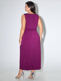 Surplice Neck Side Ruched Slit Bodycon Midi Dress