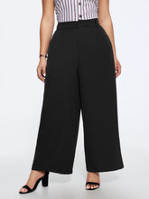 Solid High Waist Front Pleat Wide Leg Pants