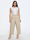 Textured Linen Blend Pocket Cropped Pants