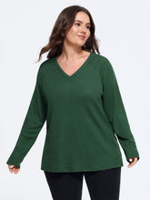 Waffle Knit Raglan Sleeve Loose Sweatshirt