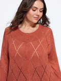 Diamond Hollow Button Long Sleeve Cardigan