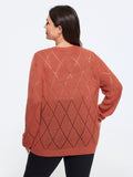 Diamond Hollow Button Long Sleeve Cardigan