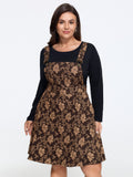 Fall Floral Textured Pockets Midi Dress