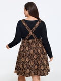 Fall Floral Textured Pockets Midi Dress