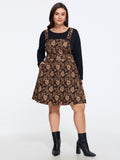 Fall Floral Textured Pockets Midi Dress