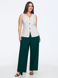 Vertical Stripes Print Three Buttons Blazer Vest