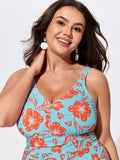 Floral Print Pockets Fit And Flare Swim Dress