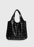 Find Your Love Eyelet Detail Shoulder Bag Black