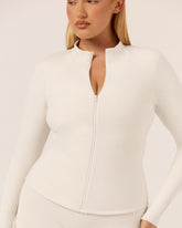 Serenity Longline Zip Up Jacket | Vanilla