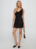 Xandra Cowl Neck Mini Dress Black