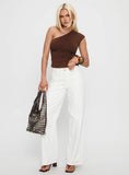 Taji Mid Rise Wide Leg Jeans White