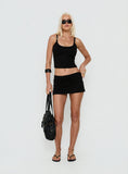 Dynah Tie Waist Tipping Mini Skort Black