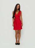 Nellie Lace Trim Mini Dress Red