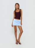 Nadya Satin Tailored Mini Skirt Ice Blue