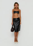 Evah Faux Leather Micro Crop Top Black