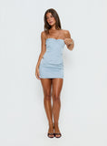 Daisa Satin Mini Skirt Blue