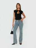 Delectable Tie Detail Short Sleeve Top Black