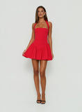 Esatora Halter Flare Mini Dress Red