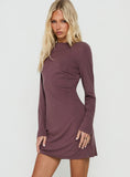 Helennah Tie Back Long Sleeve Mini Dress Dusty Purple