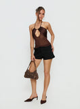 Whisperer Halter Chiffon Top Brown