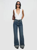 Florida Keys Mid Rise Straight Leg Cuffed Jeans Mid Blue