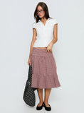 Cascades Low Rise Midi Skirt Red Check