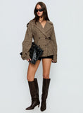 Brieanna Cropped Trench Coat Brown Check