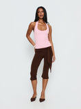Baseline Scoop Halter Rib Tank Pink