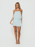 Zenayda Drop Waist Sequin Strapless Mini Dress Blue