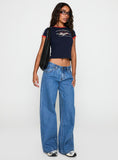 Supercut Low Rise Baggy Pleat Jeans Mid Blue