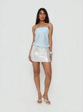 Rosabetta Strapless Tiered Mini Dress Blue / Silver