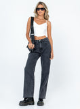 Arlington High Rise Straight Leg Denim Jeans Black