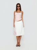 Such Delight Linen Midi Skirt White