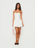 Celestie Strapless Bubble Hem Mini Dress White
